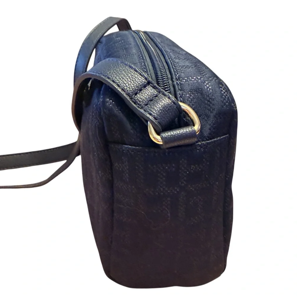 Tommy Hilfiger Dark Navy Monogram Crossbody Bag Adjustable Strap Gold Hardware - Picture 6 of 14